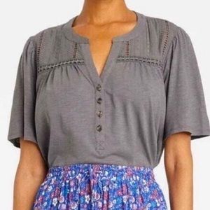 Knox Rose Eyelet Flutter sleeve Top